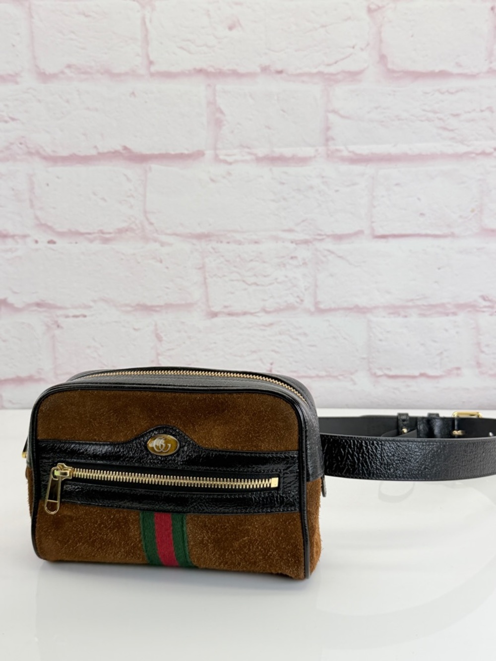 Gucci Ophidia Web Velvet Belt Bag Bum Bag Brown